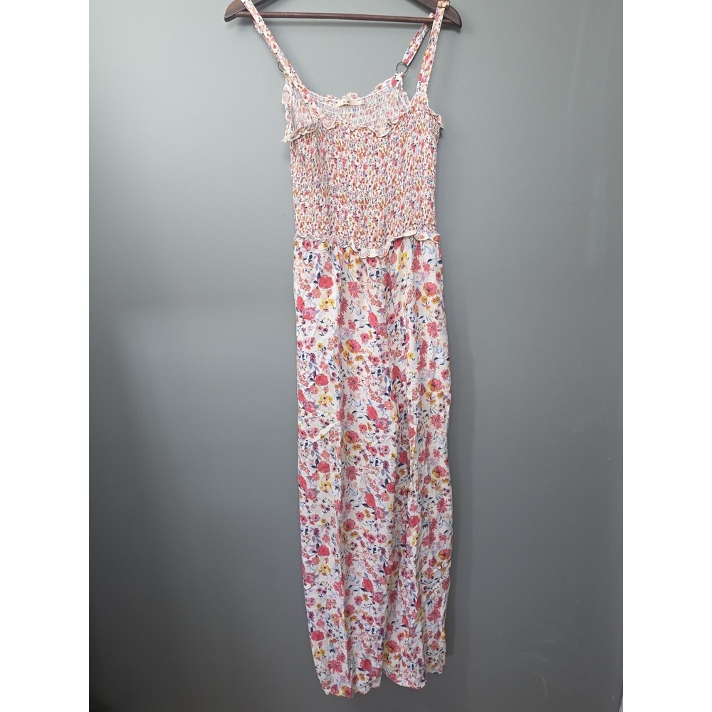Francesca's Mi Ami Women's White Pink Floral Sleeveless Halter Jumpsuit Large